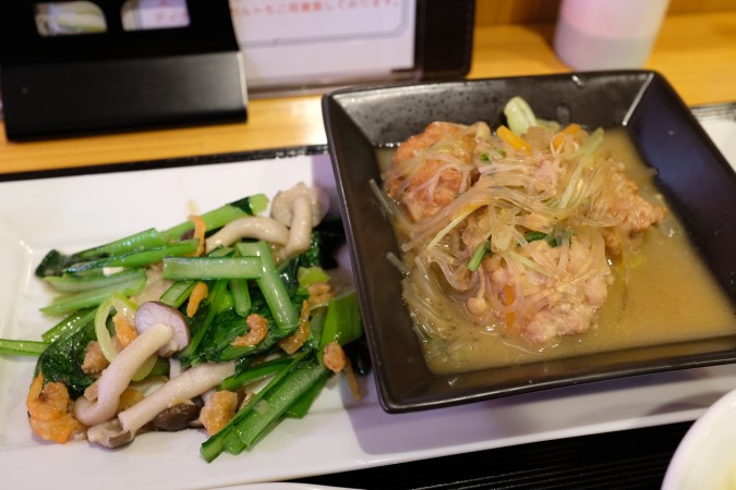 干しエビと青菜の炒め物＆肉団子