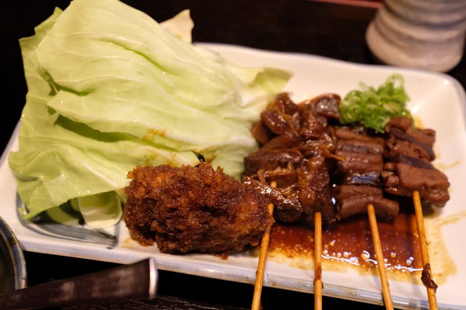 一口カツ＆モツ串＆牛スジ串